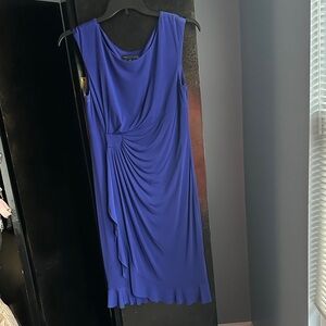 Connected Apparel Royal Blue Draped Midi Dress